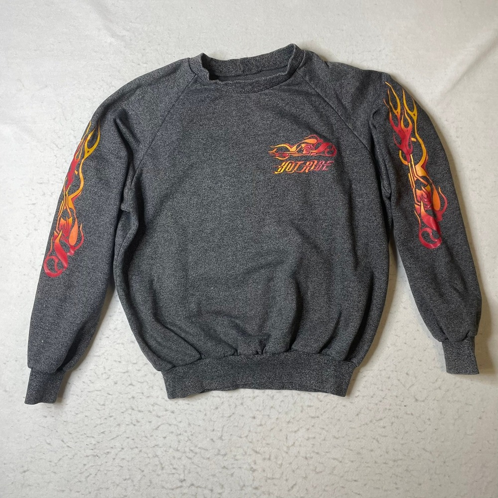 Unbranded Hot Ride Sweatshirt Mens Medium Gray Flame Graphic‎ Motorcycle Biker